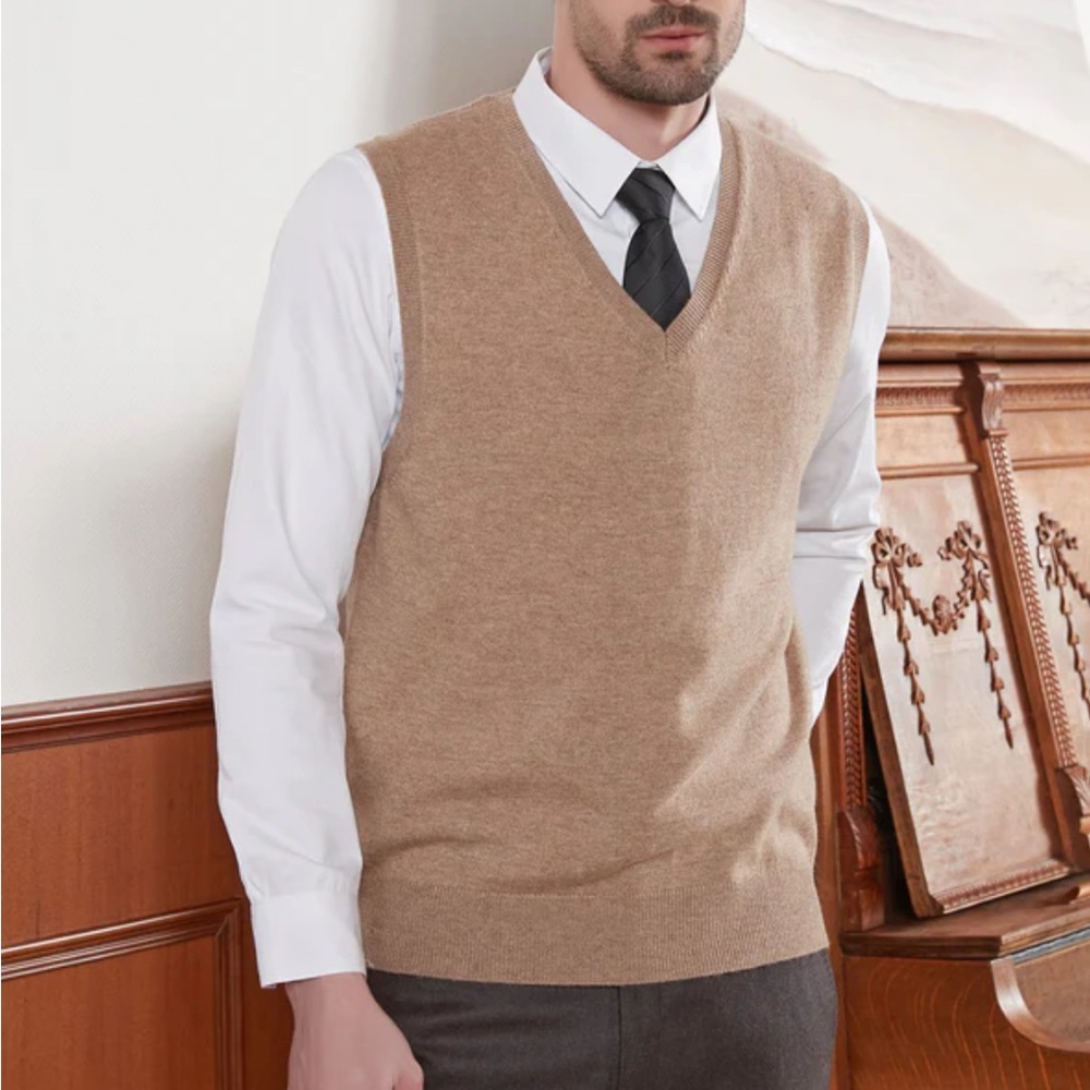 Kallspin Cashmere Wool Blend pullover Vest Sweater Mens XL Academia